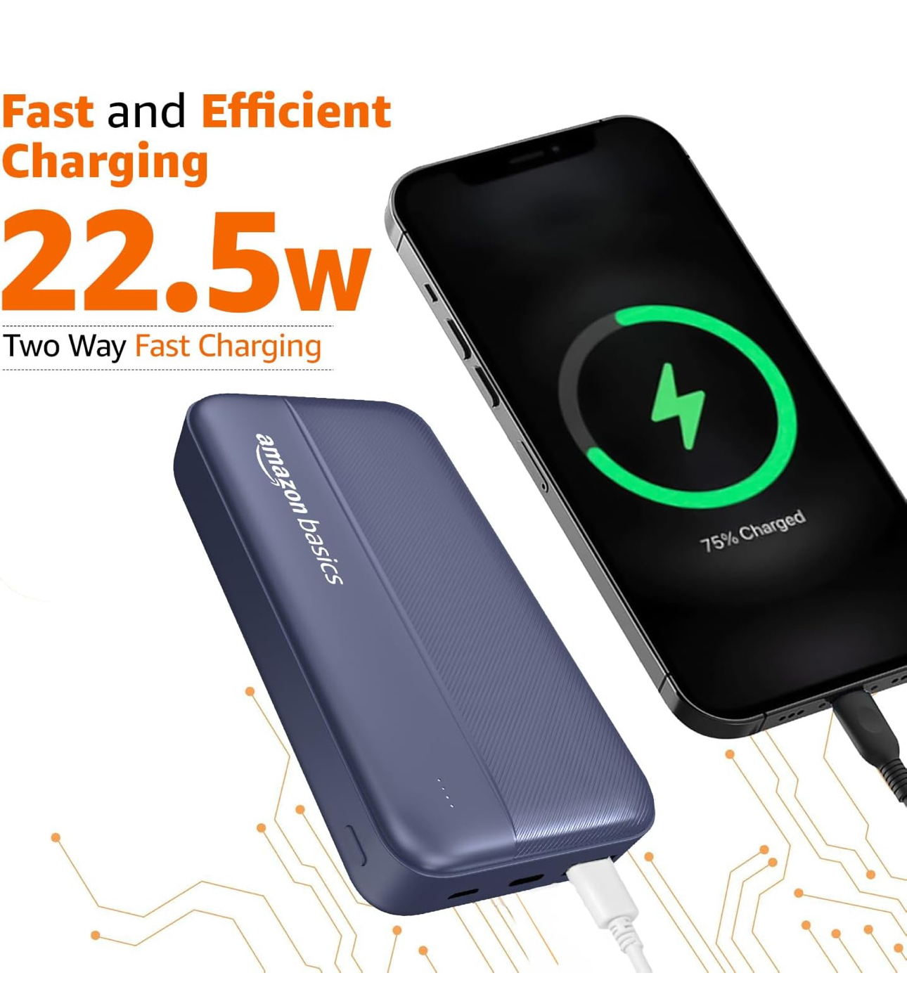 Amazon Basics 20000 mAh Power Bank | 22.5W Fast Charging