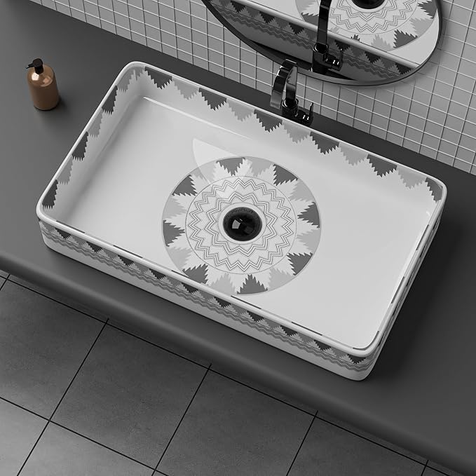REMANENCE Designer Countertop Wash Basin | Tabletop Ceramic Bathroom Sink | Wash Basin Over Counter | Wash Basin