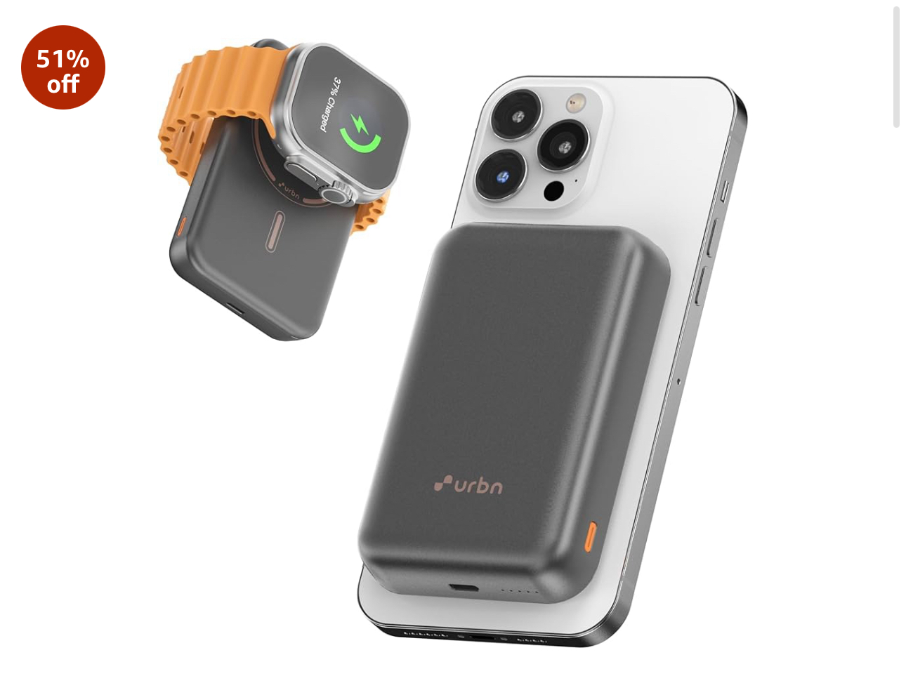 URBN Curve 4 in 1 Wireless Power Bank for iPhone
