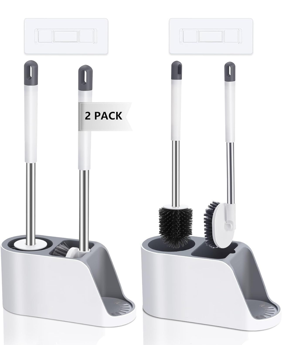 Hallstatt Pack of 2 Silicone Toilet Brush with Holder Set