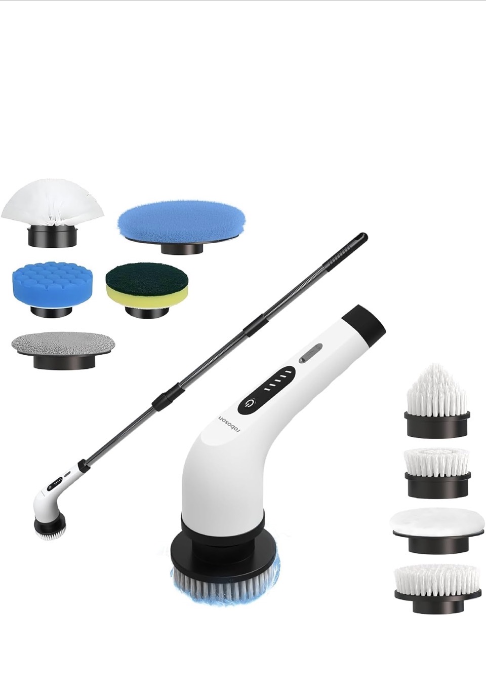 Roboson Electric Spin Scrubber,Cordless Cleaning Brush with 9 Brush Heads,425 RPM,90 Mins Runtime,IPX6 Waterproof