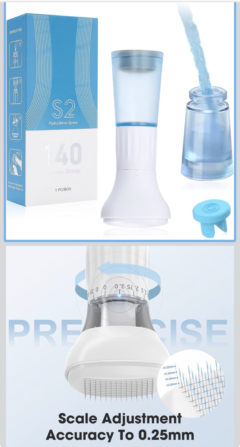 VELLOREX Microneedling Derma Roller for Hair Growth, 0.25mm Adjustable Dermaroller for Scalp & Beard Care