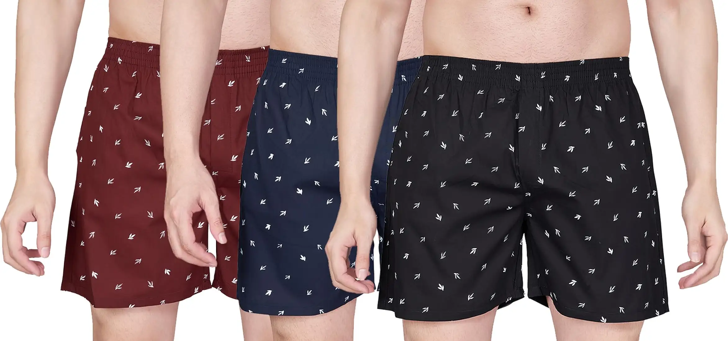 Nermosa Pure Cotton Comfortable &amp; Breathable Printed Regular Shorts/Boxer for Men, Pack of 3